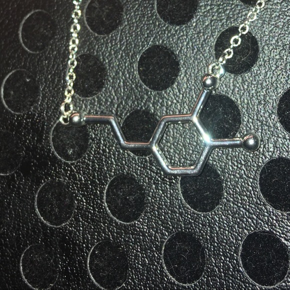 925 Serotonin Molecule Necklace w/AAACZ 16" - Picture 5 of 5